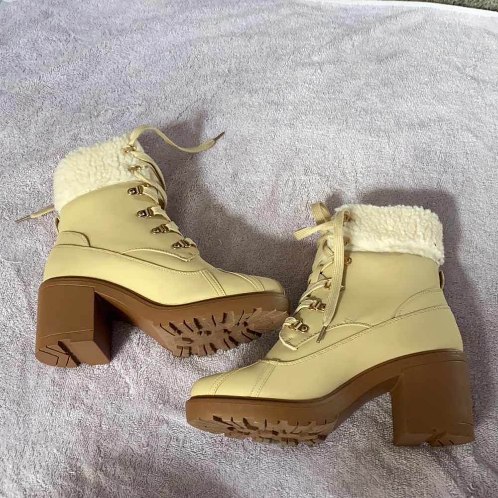 JustFab tan fur boots